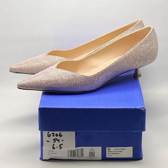 Stuart Weitzman Metallic Kitten-Heel Pumps size 6.5 - Picture 7 of 9